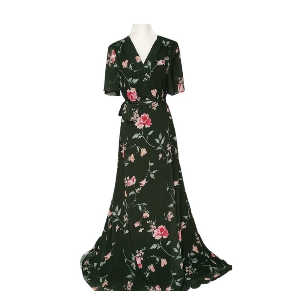 Revolve Green Floral Wrap Maxi Dress Privacy Please
